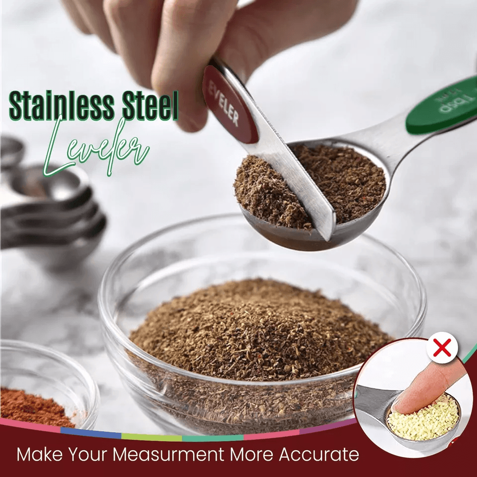 Magnetic Measuring Spoons Stainless Steel DualSided Teaspoon Tablespoon Stackable Kitchen Measuring 14