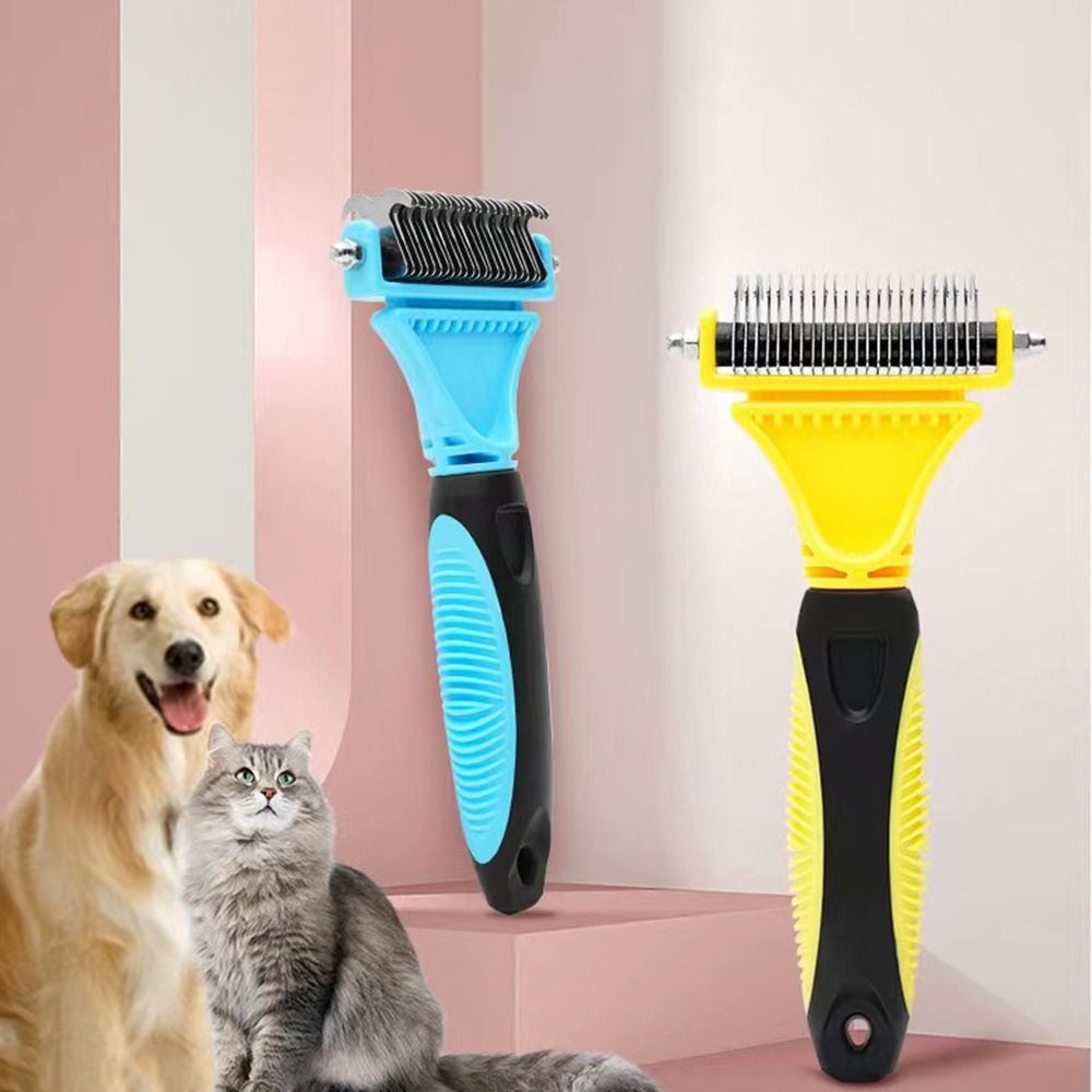 Pet Dog Fur Knot Cutter Double Sided Brush For Long Curly Hair  Cat Grooming Tools 2