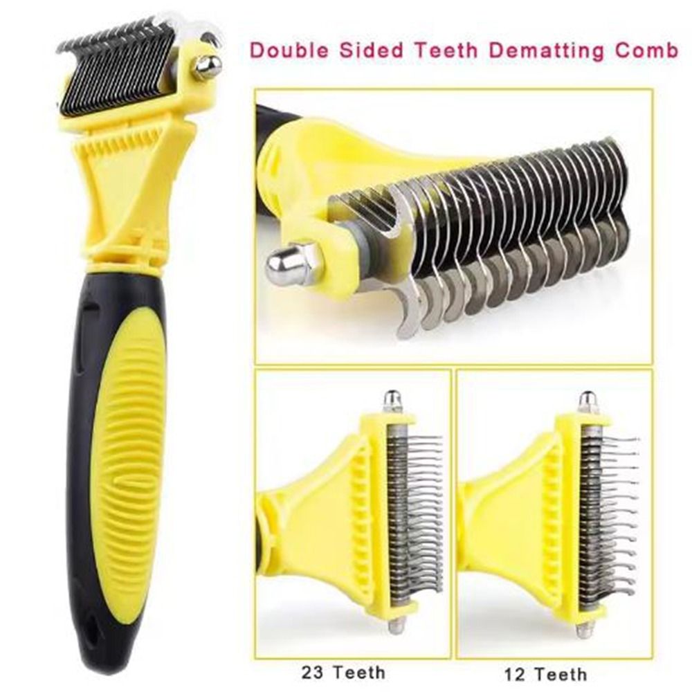 Pet Dog Fur Knot Cutter Double Sided Brush For Long Curly Hair  Cat Grooming Tools 5