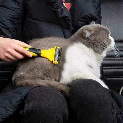 Pet Dog Fur Knot Cutter, Double Sided Brush for Long Curly Hair & Cat Grooming Tools
