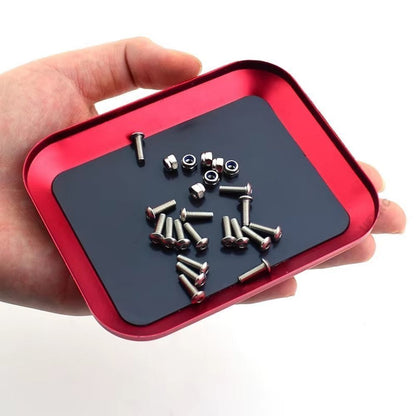 9IMOD Magnetic Screw Tray, Aluminum Alloy RC Screw Organizer with Non-Slip Pad for RC Airplane, Car & Boat Repairs
