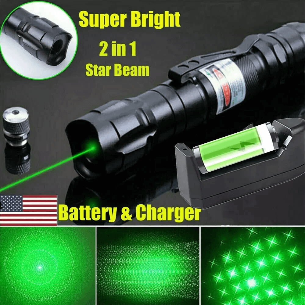 Green Laser Pointer Pen Visible Beam, Star Cap, Rechargeable, High Power Lazer Light for Astronomy Presentation 6000mile