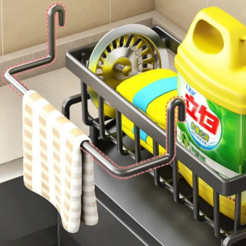 Kitchen Sponge Rack Organizer Multifunctional Sink Shelf for Rag Dishcloth  Detergent Storage  S