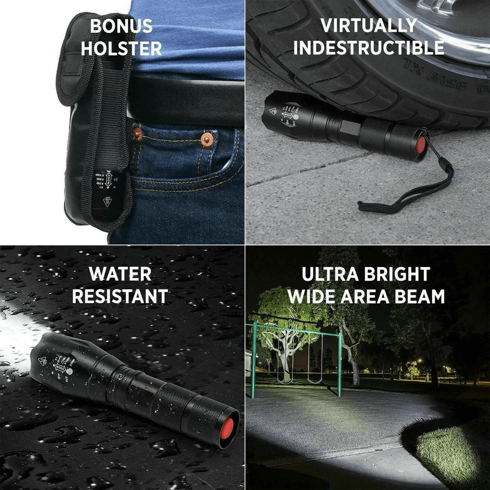 Military Grade LED Tactical Flashlight Zoomable Torch Light For Camping  Emergency Use 2
