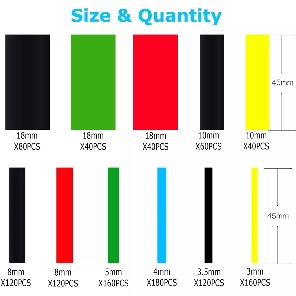 Heat Shrink Tubing Sleeve Wire Cable Assortment Kit For Automotive Electrical Repair 6