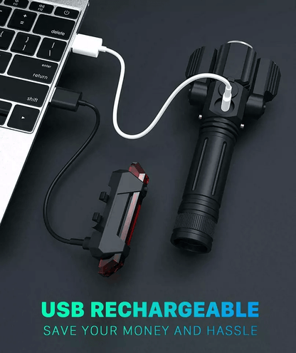 USB Rechargeable LED Bicycle Headlight Bike Head Light Front Lamp Set With Rear Tail Light For Nigh 4