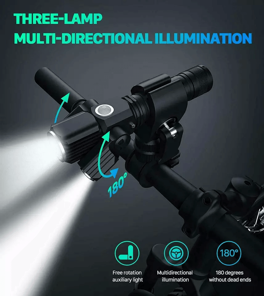 USB Rechargeable LED Bicycle Headlight Bike Head Light Front Lamp Set With Rear Tail Light For Nigh 9