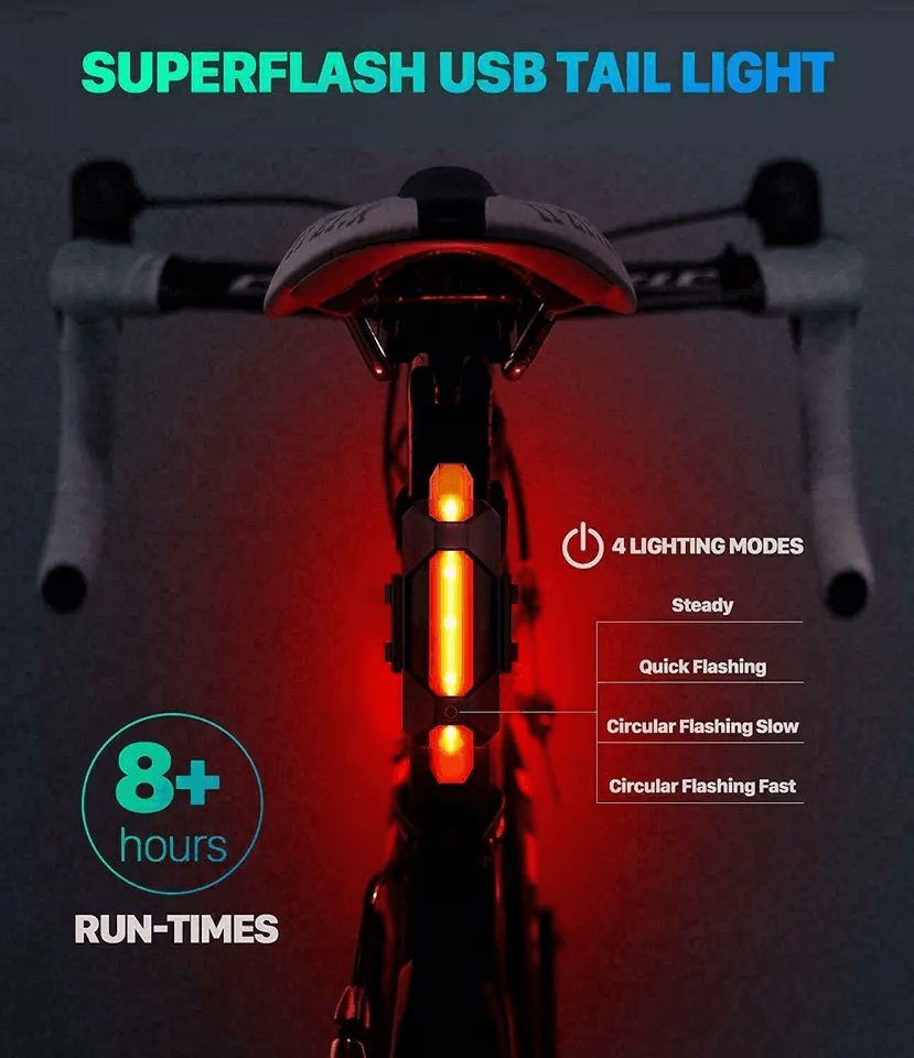 USB Rechargeable LED Bicycle Headlight Bike Head Light Front Lamp Set With Rear Tail Light For Nigh 7