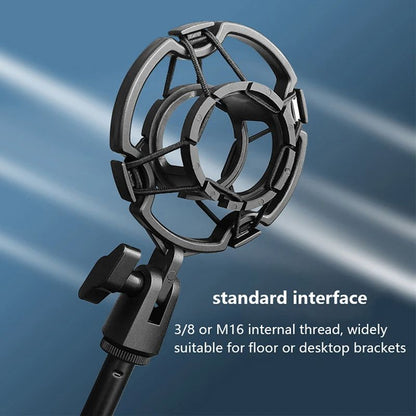 Universal Microphone Shock Mount, Professional Condenser Mic Holder with Anti Vibration Rubber Bands & Locking Knob