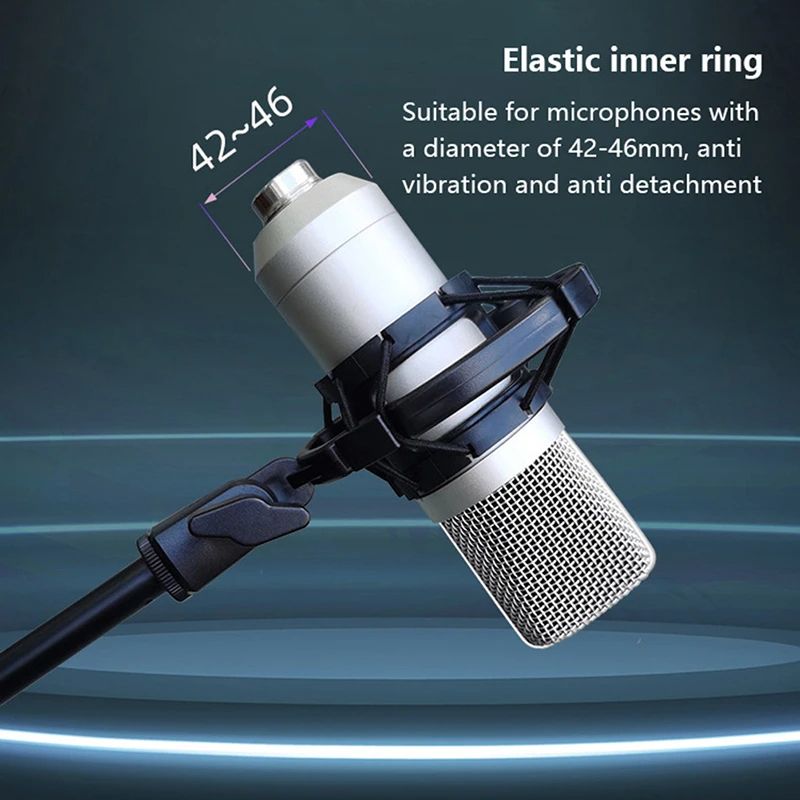 Universal Microphone Shock Mount Professional Condenser Mic Holder With Anti Vibration Rubber Bands 3