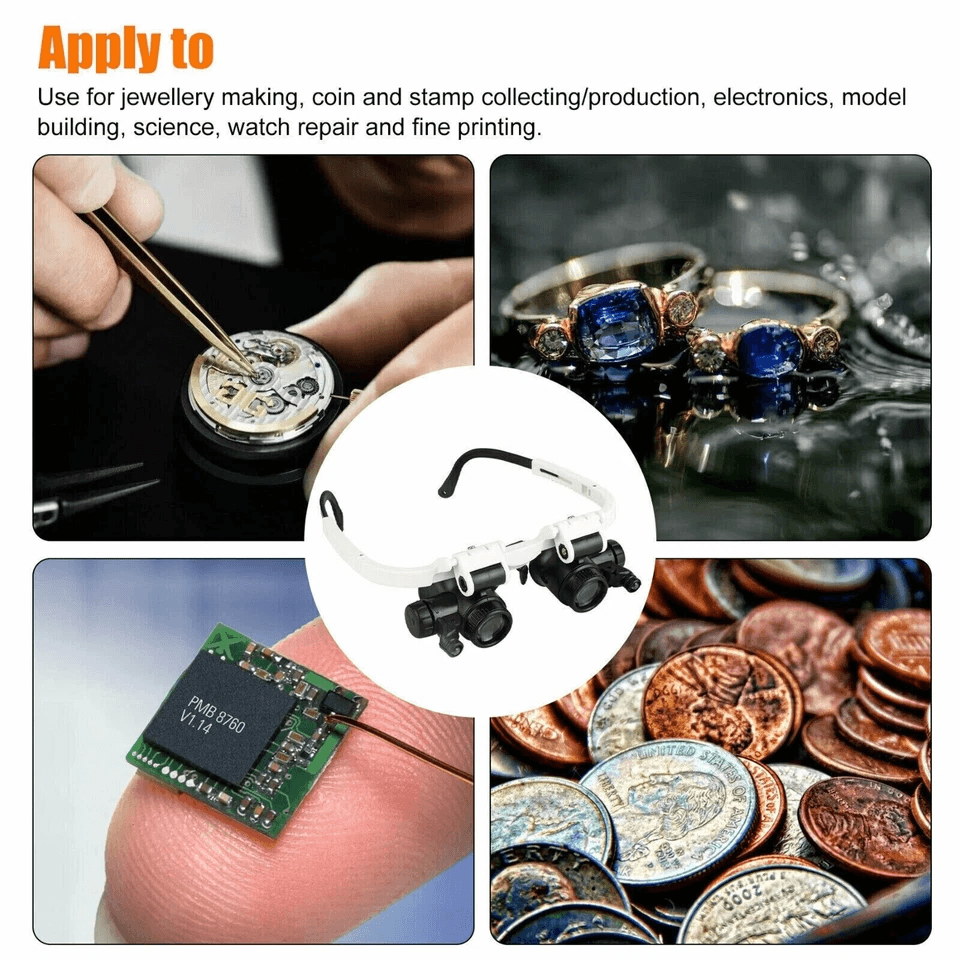 LED Light Head Magnifier Loupe High Clarity Magnifying Glass For Jewelry Watch Repair Reading  Elec