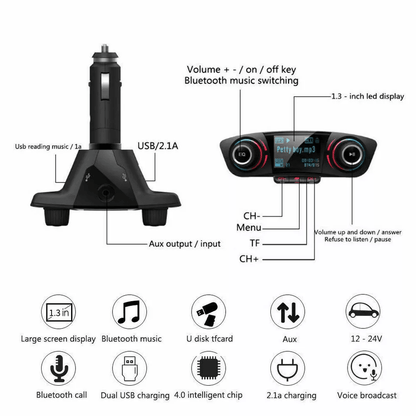 Bluetooth Car FM Transmitter MP3 Player Hands Free Radio Adapter Kit With Dual USB Charger And LED  8