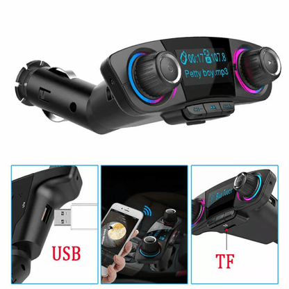 Bluetooth Car FM Transmitter MP3 Player Hands Free Radio Adapter Kit with Dual USB Charger and LED Display