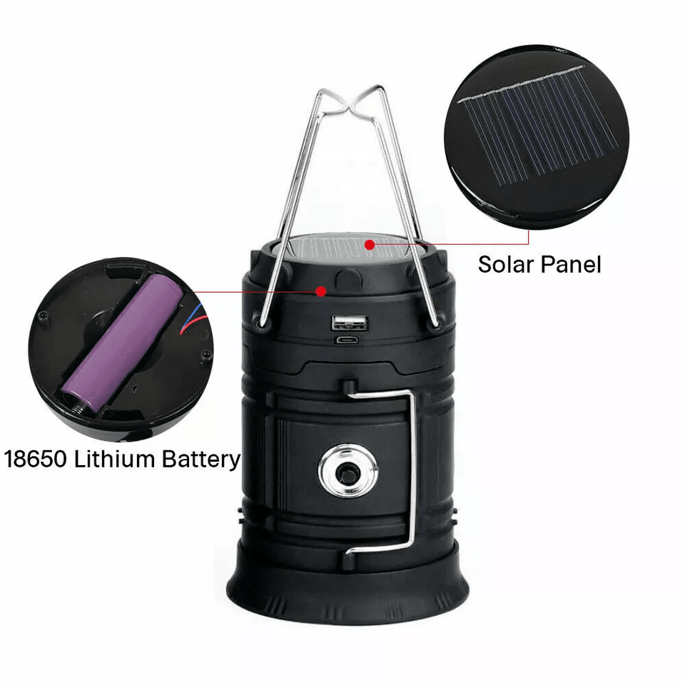 USB Solar Portable LED Flashlight Rechargeable Camping Light MultiMode Foldable Lantern Lamp For Ou 7