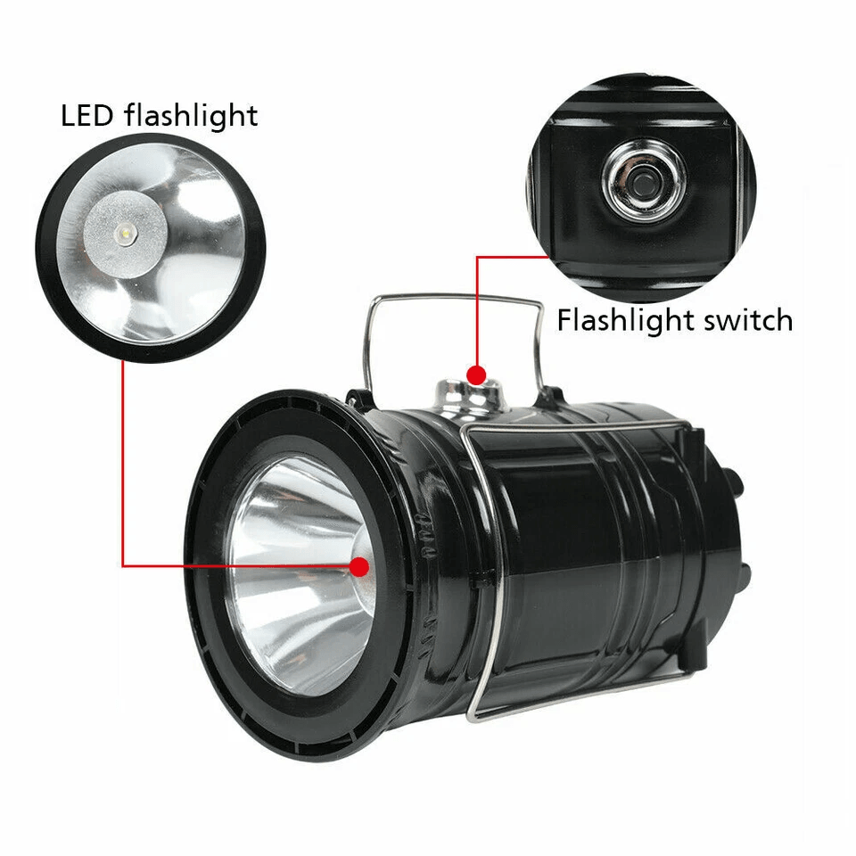 USB Solar Portable LED Flashlight Rechargeable Camping Light MultiMode Foldable Lantern Lamp For Ou 4