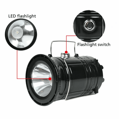 USB Solar Portable LED Flashlight Rechargeable Camping Light MultiMode Foldable Lantern Lamp For Ou 4