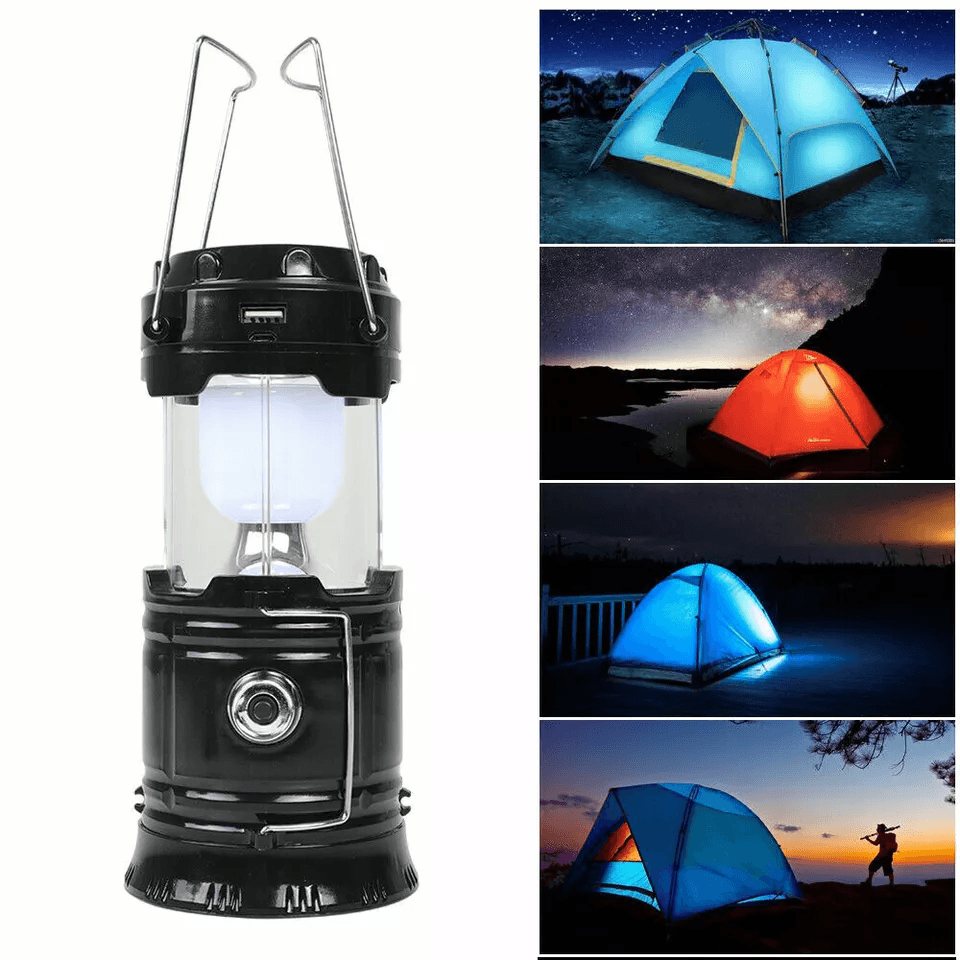 USB Solar Portable LED Flashlight Rechargeable Camping Light MultiMode Foldable Lantern Lamp For Ou 2