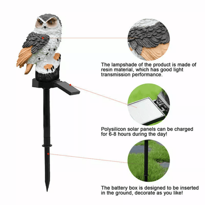 Solar Owl Stake Lights Decorative Outdoor Yard Lighting For Garden Lawn  Pathway 3