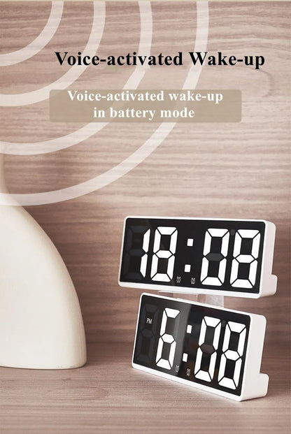 Voice Control Digital Alarm Clock With Temperature Display Snooze  Night Mode 1224H AntiDisturb Des 8