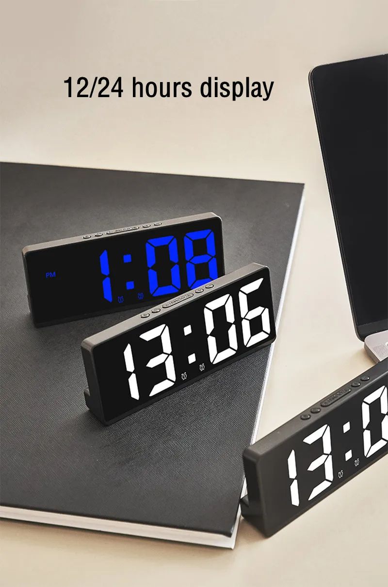Voice Control Digital Alarm Clock With Temperature Display Snooze  Night Mode 1224H AntiDisturb Des 9