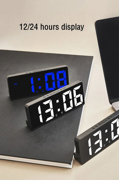 Voice Control Digital Alarm Clock With Temperature Display Snooze  Night Mode 1224H AntiDisturb Des 9