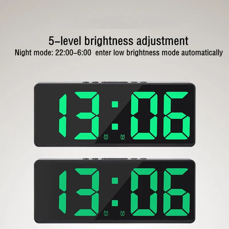 Voice Control Digital Alarm Clock With Temperature Display Snooze  Night Mode 1224H AntiDisturb Des 10