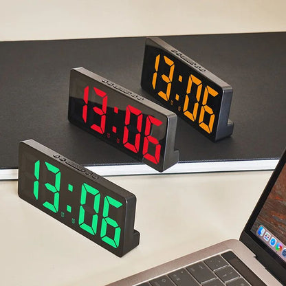 Voice Control Digital Alarm Clock with Temperature Display, Snooze & Night Mode, 12/24H Anti-Disturb Desktop Table Clock