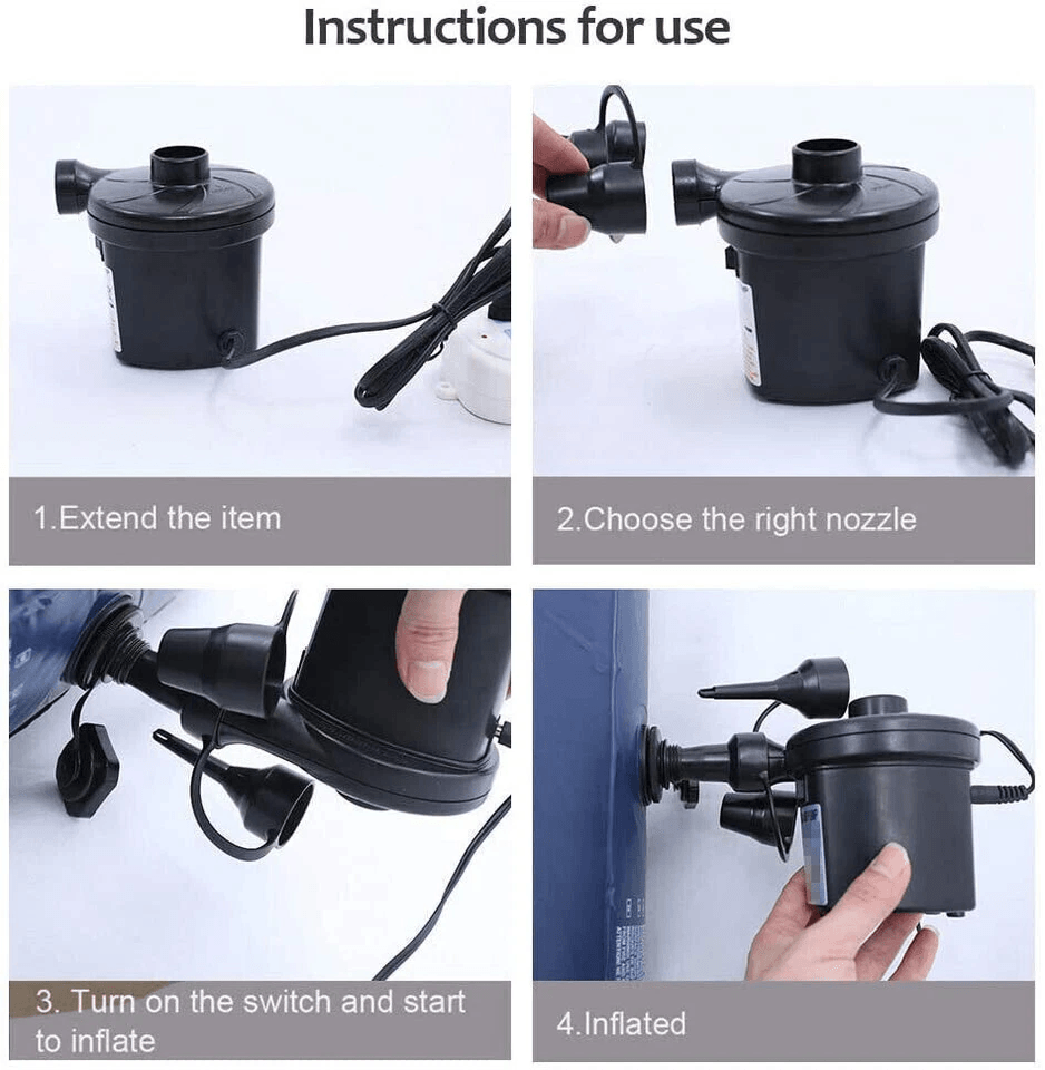 Portable Air Pump For Inflatables Electric Air Mattress Pump With Nozzles For Bed Pool Floats Boats 5