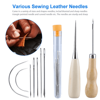 Leather Waxed Thread Sewing Kit Complete Hand Stitching Tools With Needles Awl  Accessories For DIY 3