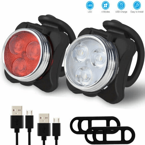 2 Set USB Rechargeable LED Bicycle Headlight  Taillight  Waterproof Front Rear Bike Lamp Set For Ni 1