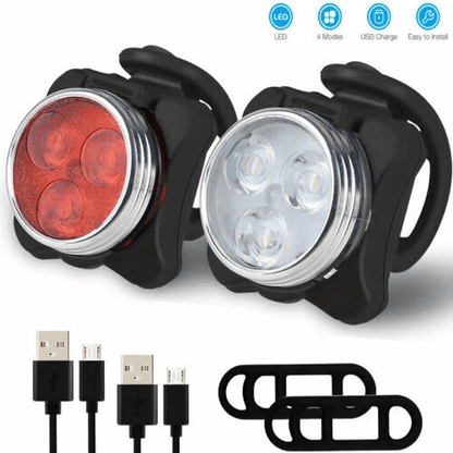 2 Set USB Rechargeable LED Bicycle Headlight  Taillight  Waterproof Front Rear Bike Lamp Set For Ni 1