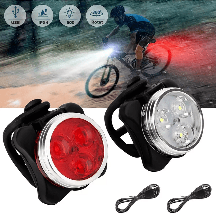 2 Set USB Rechargeable LED Bicycle Headlight  Taillight  Waterproof Front Rear Bike Lamp Set For Ni 3