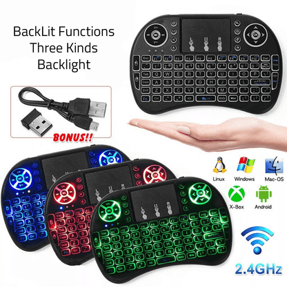 Wireless Mini Keyboard & Touchpad Remote, Compatible with Smart TV, Android TV Box, PC