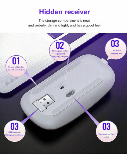 Wireless Optical Mouse USB Rechargeable RGB Cordless Mice For PC  Laptop 4