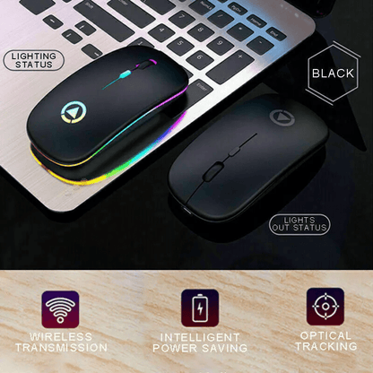 Wireless Optical Mouse USB Rechargeable RGB Cordless Mice For PC  Laptop 3