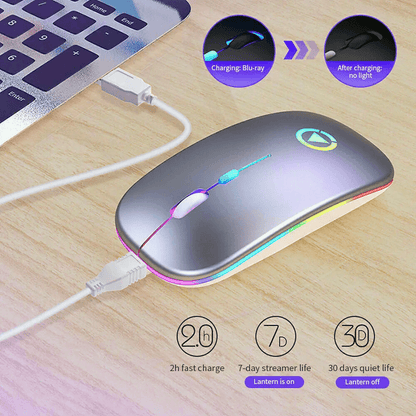 Wireless Optical Mouse USB Rechargeable RGB Cordless Mice For PC  Laptop 1