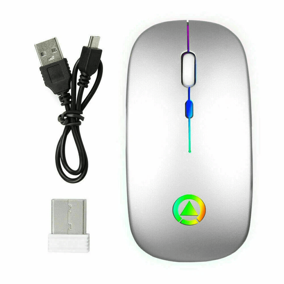 Wireless Optical Mouse USB Rechargeable RGB Cordless Mice For PC  Laptop 5