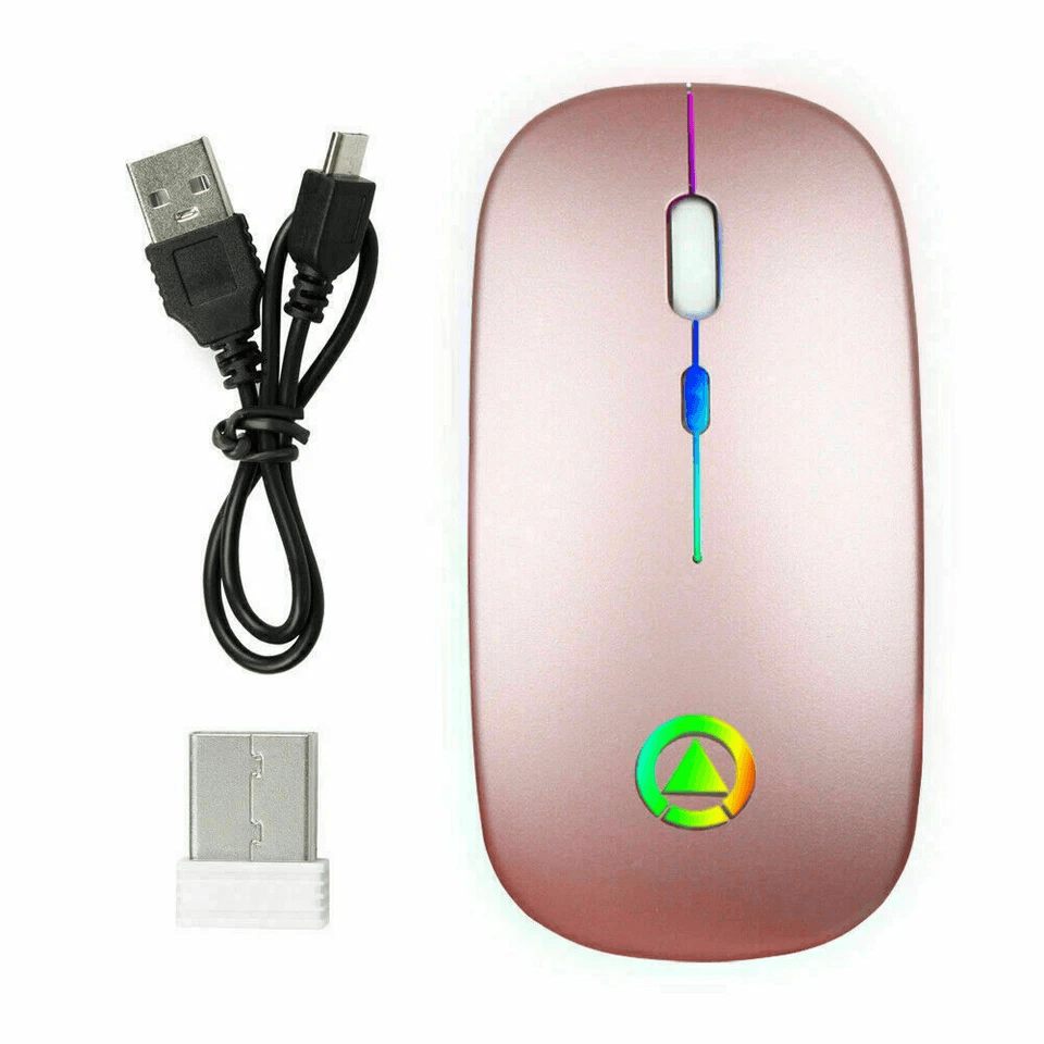 Wireless Optical Mouse USB Rechargeable RGB Cordless Mice For PC  Laptop 6