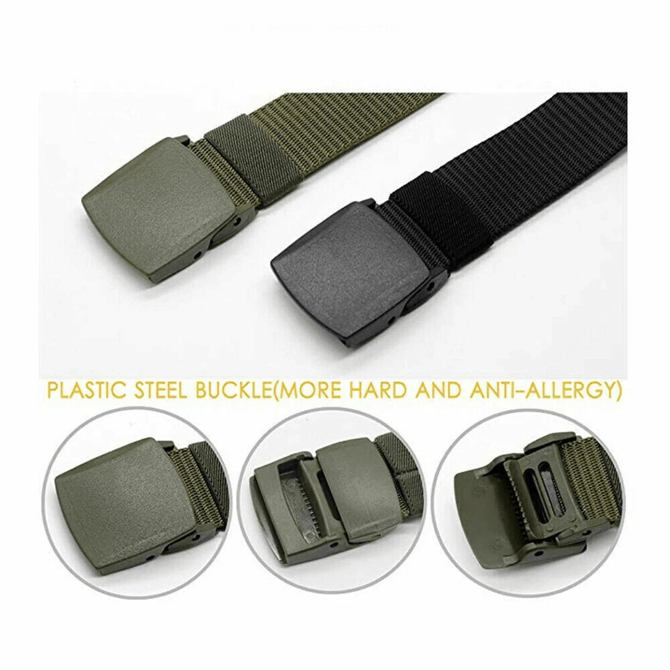 Men Plastic Cam Buckle Canvas Tactical Waistband HeavyDuty Military Webbing Belt For Police Work Hu 1