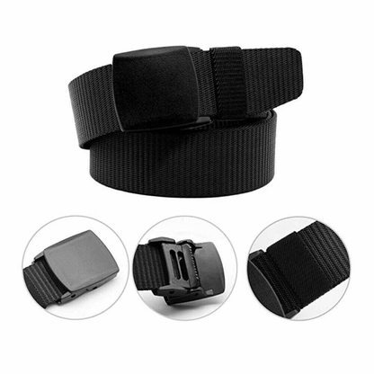 Men Plastic Cam Buckle Canvas Tactical Waistband Heavy-Duty Military Webbing Belt for Police, Work, Hunting, Sport