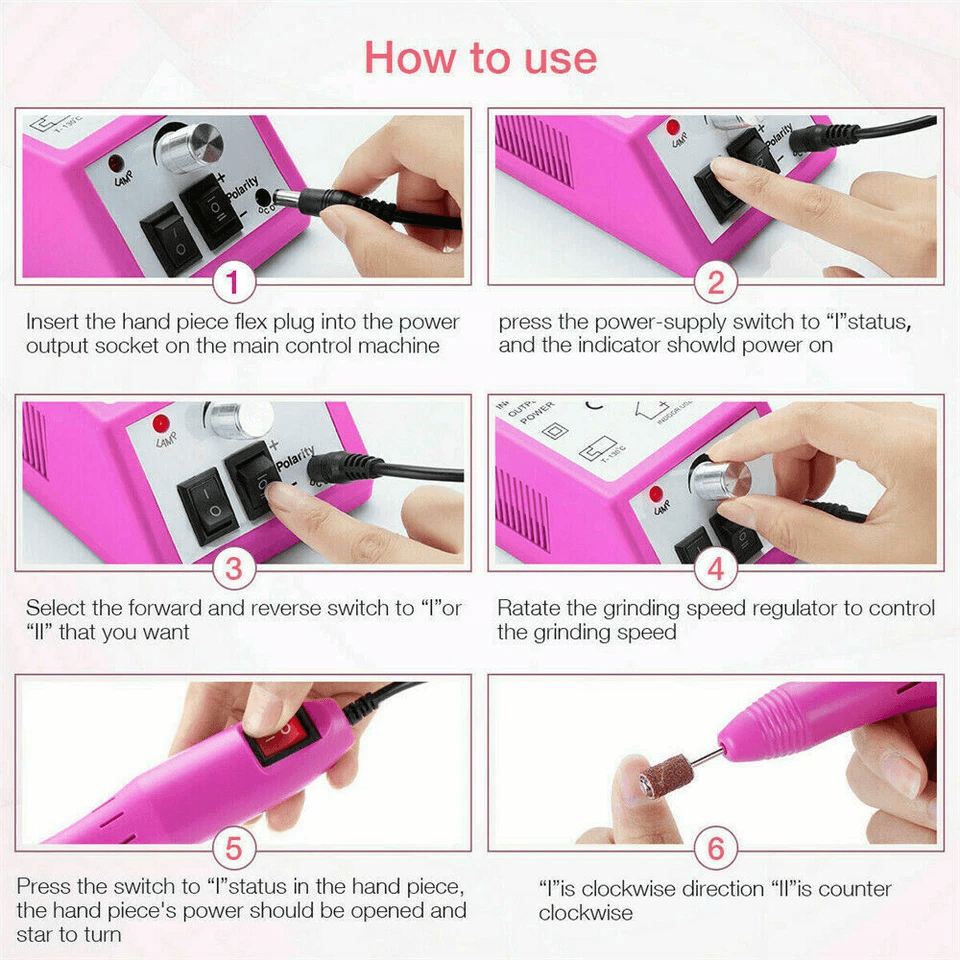 Electric Nail File Drill Manicure Machine Kit For Acrylic Gel Pedicure Tools 4