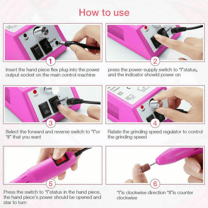 Electric Nail File Drill Manicure Machine Kit For Acrylic Gel Pedicure Tools 4