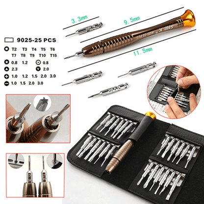 25 in 1 Screwdriver Set Torx Tools for MacBook iPhone Laptop Tablet PC Repair Kit with Magnetized Bit, PU Leather Case