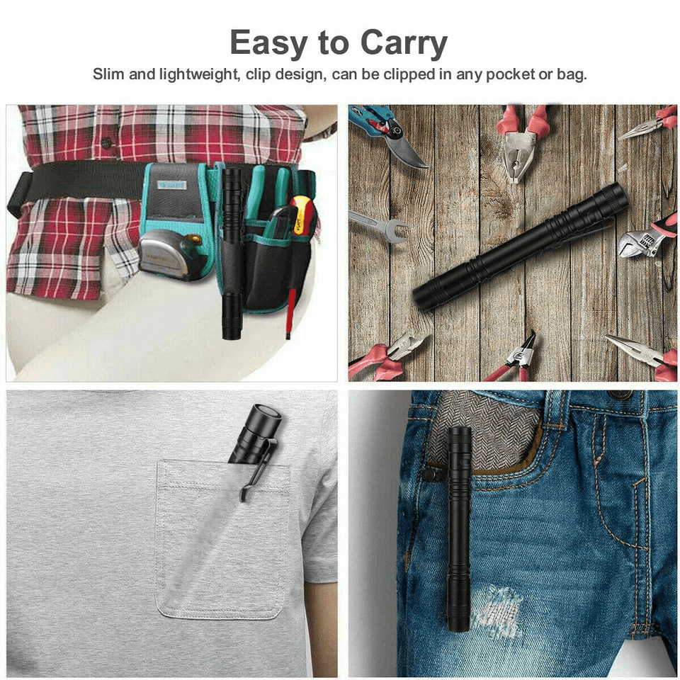5PCS LED Flashlight Clip Mini Light Penlight Portable Pen Torch Lamp 500 Lumen Waterproof PocketSiz 2