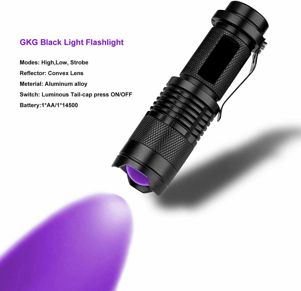 UV Ultra Violet LED Flashlight Blacklight Inspection Torch For Currency Pet Stains And Leak Detecti 3