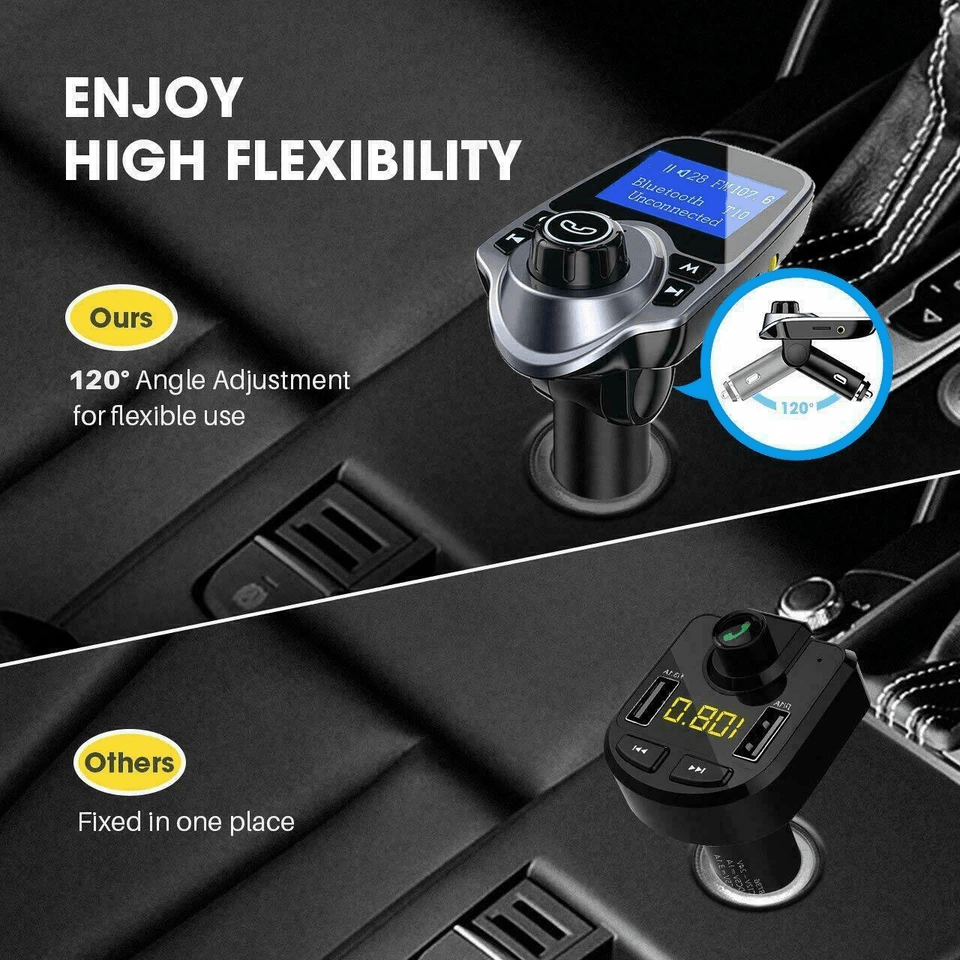 Bluetooth Car FM Transmitter With USB Charger HandsFree AUX Audio Receiver For Wireless Music  Call 2