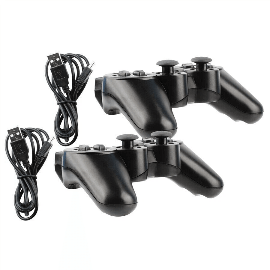 2x Black Wireless Bluetooth Game Controller Pads for Sony PlayStation 3 Compatible with 6-Axis Motion Sensing Vibration