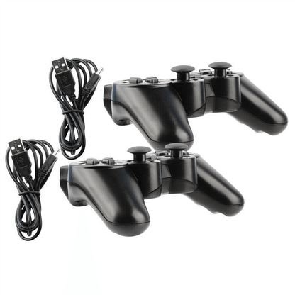 2x Black Wireless Bluetooth Game Controller Pads for Sony PlayStation 3 Compatible with 6-Axis Motion Sensing Vibration