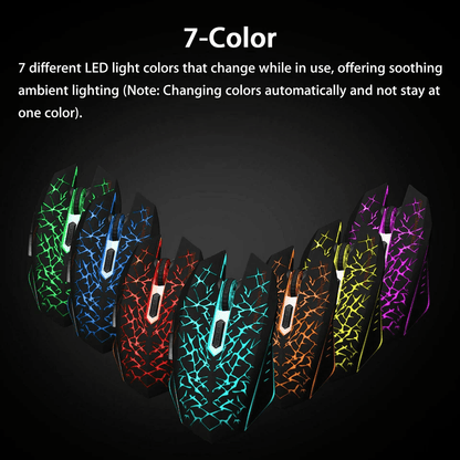 Wireless USB Optical Gaming Mouse 7 Color LED Backlit Rechargeable Ergonomic Design For PC  Laptop 2