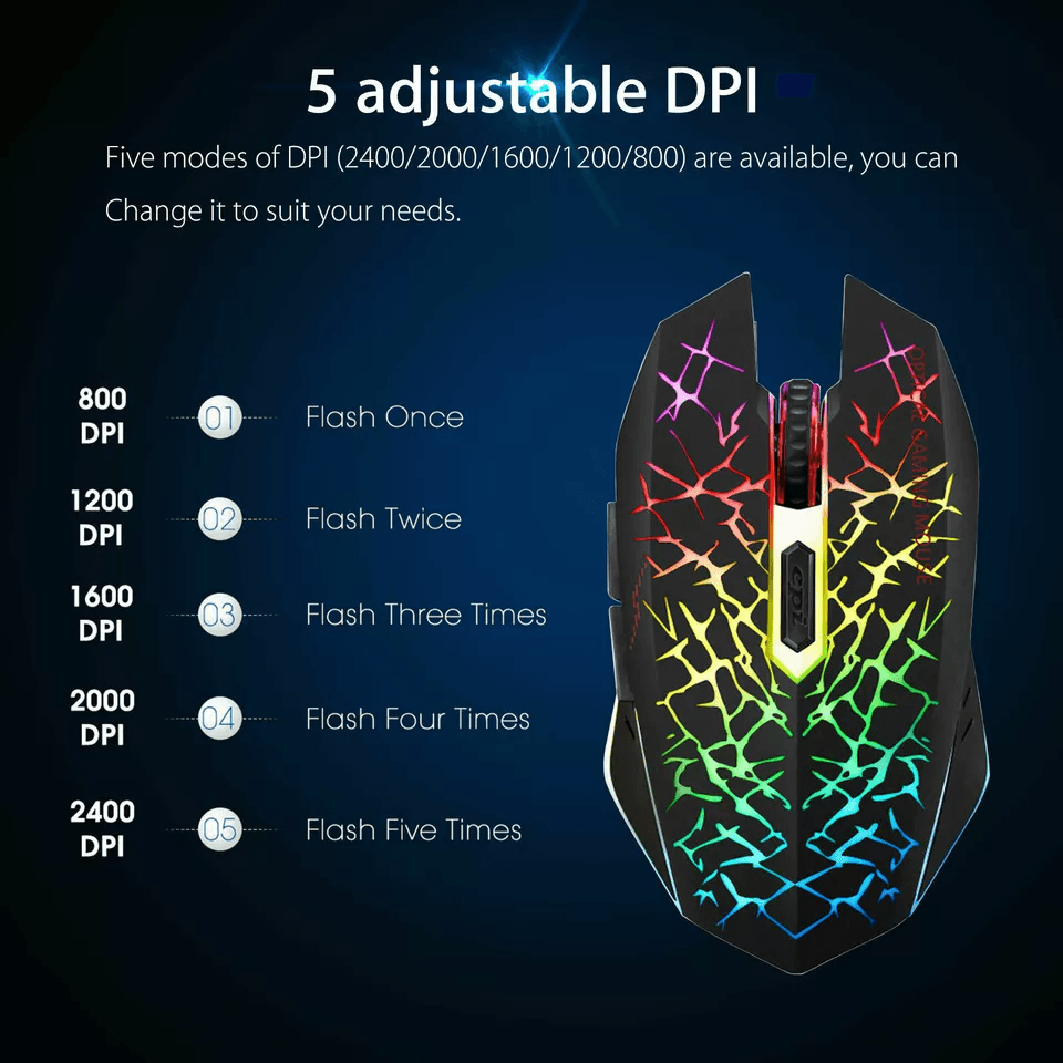 Wireless USB Optical Gaming Mouse 7 Color LED Backlit Rechargeable Ergonomic Design For PC  Laptop 4